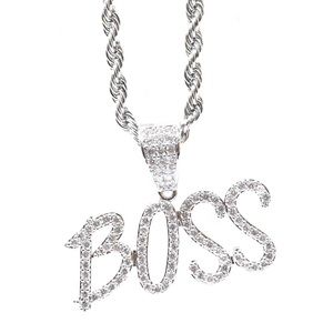 White Gold Lab Diamond Custom BOSS Charm Chain Set